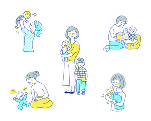 赤ちゃんとママ　さまざまなシーン　セット