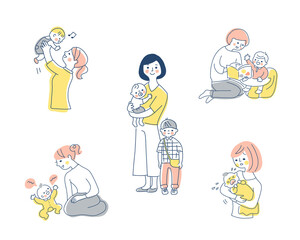 赤ちゃんとママ　さまざまなシーン　セット