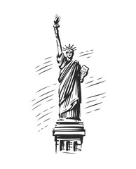 Statue of Liberty symbol. USA, New York emblem. Vector illustration