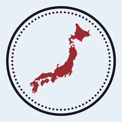 Japan round stamp. Round logo with country map and title. Stylish minimal Japan badge with map. Vector illustration.