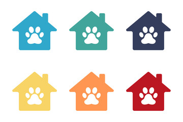 Animal paw icons set. Flat design. Vector illustration.