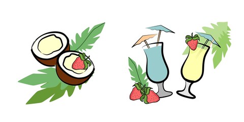 Coconuts and Summer and coconut milk. Nice vacation and cocktails