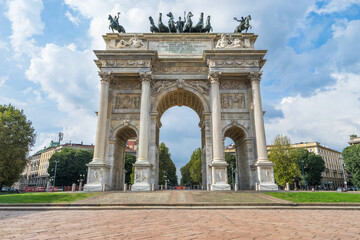 Fototapeta na wymiar Arco della Pace (Arch of Peace), Porta Sempione, Milan, Italy 