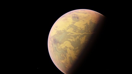 beautiful exo in space and the surface against the background of stars and galaxies in bright colors, space fantasy, space background 3d render	
