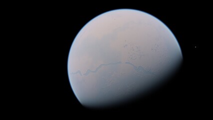 beautiful exo in space and the surface against the background of stars and galaxies in bright colors, space fantasy, space background 3d render	
