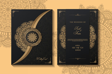 Invitations card with mandala pattern. Vector vintage hand-drawn highly detailed round mandala elements. Luxury lace festive ornament card. Islam, Arabic, Indian, Turkish, Ottoman