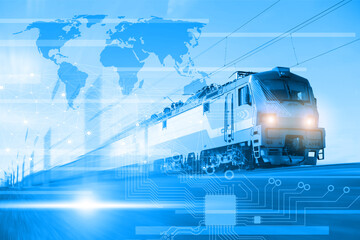 logistics concept using modern technology and artificial intelligence to reduce overhead and increase revenue. Transport logistics rail and air transportation