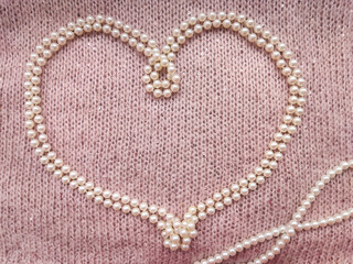 heart made of beads with pearls