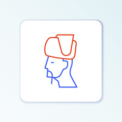 Line Ukrainian cossack icon isolated on white background. Colorful outline concept. Vector