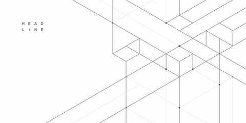 Abstract geometric technological background. Architectural construction. Vector creative design.
