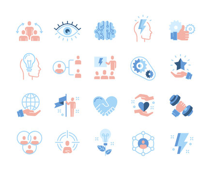 Colored leadership traits icons collection