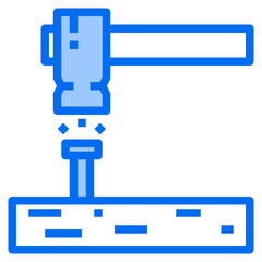 hammer blue line icon