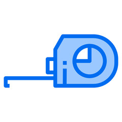 Measuring tape blue line icon