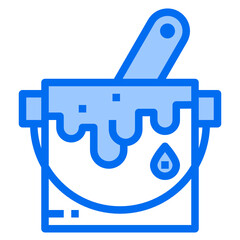Paint bucket blue line icon