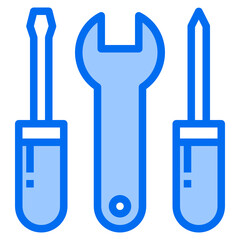 wrench blue line icon