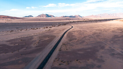 Fototapeta na wymiar View of the road in the Namib desert, Africa