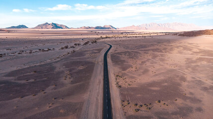 Fototapeta na wymiar View of the road in the Namib desert, Africa
