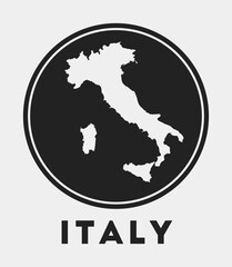 Italy icon. Round logo with country map and title. Stylish Italy badge with map. Vector illustration.