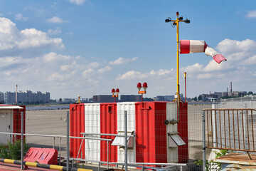 Weather station used by the meteorological service against a blue sky