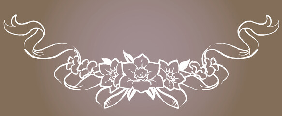 アンティークなお花とリボンの装飾オーナメント