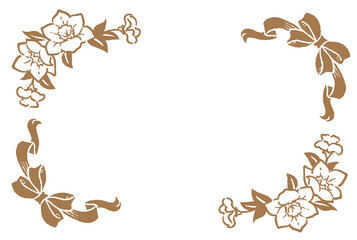 アンティークなお花とリボンの装飾フレーム。ベクター素材
