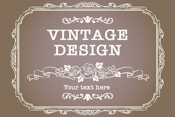 アンティークなお花とリボンの装飾フレーム、デザイン素材