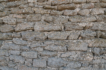 Texture of old brick castle wall. Ancient fortress brickwork