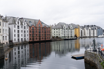 Obraz premium Alesund, a commercial port city on the west coast of Norway