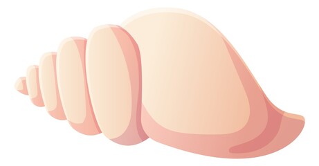 Fototapeta premium Pink scallop seashell. Beach clipart,ocean element concept. Stock vector illustration isolated on white background in flat cartoon style