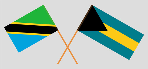 Crossed flags of Tanzania and the Bahamas. Official colors. Correct proportion