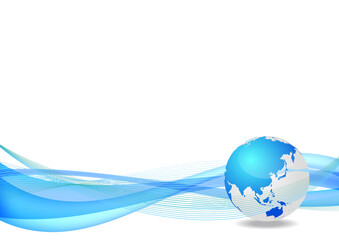 青色のデジタルネットワーク地球背景フレーム