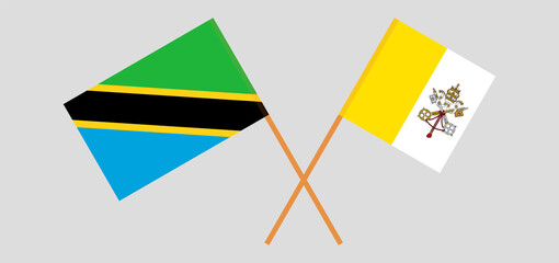 Crossed flags of Tanzania and Vatican