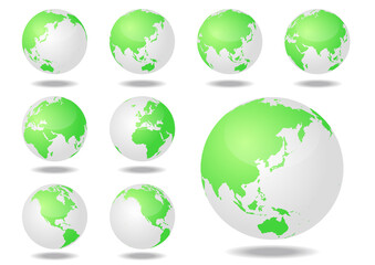 白と緑の世界一周イメージ地図-地球
