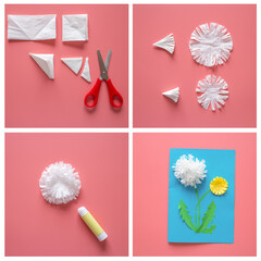 making greeting card for father's day, children's art project, DIY, drawing and gift