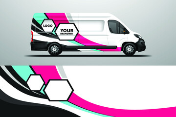 Car Wrap Van company design vector. Graphic background designs for vehicle livery .