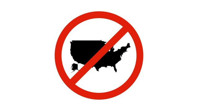 no us america icon road sign animation. simple red circle prohibition Not Allowed Sign road motion design 4k with alpha channel mate