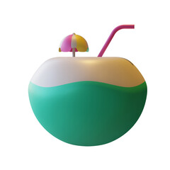 Summer Coconut 3D Rendering Illustration