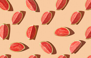 Pattern of watermelon on orange background