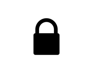Closed padlock icon with shadow on a white background, stylish vector illustration