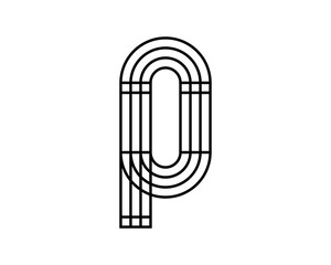 Sample athletics track field in a simple outline. Flat design. Vector illustration