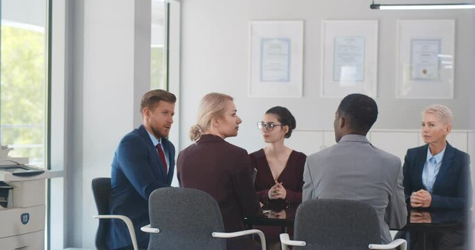 Successful startup group on business meeting in modern office