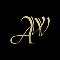 aw logo design vector icon luxury premium
