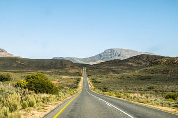 Route 62 through scenic valleys and mountains in Western Cape South Africa