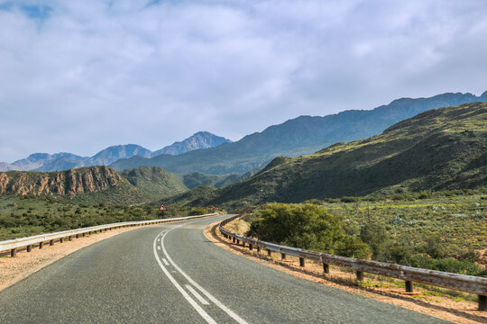 Route 62 through scenic valleys and mountains in Western Cape South Africa