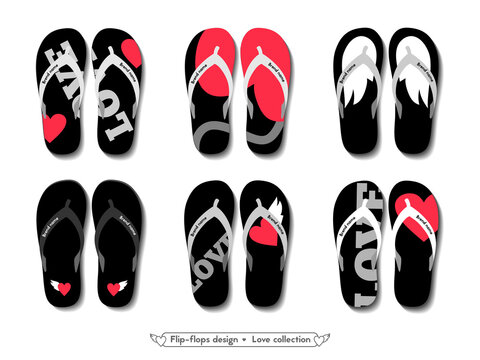 Flip flop design set. Summer footwear collection ,Vector illustration.