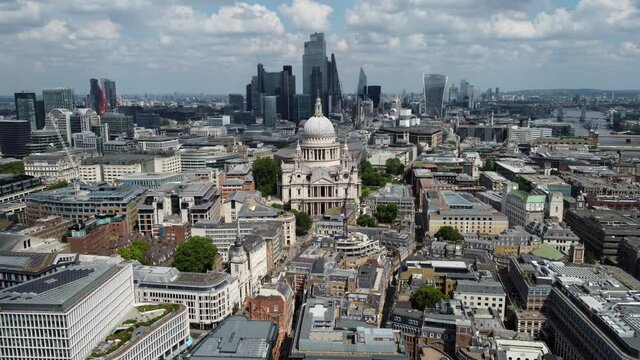 Ludgate Hill towards St Paul's Cathedral and City of London, england
