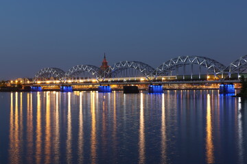 Obraz premium city harbour bridge at night