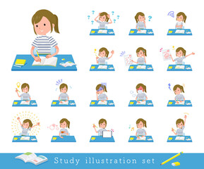 勉強に関するカジュアルファッション女性のセット