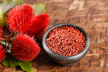Annatto seeds, Onoto, Annatto, Bixa orellana, natural red pigment