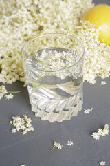 A glass of elderflower juice.	